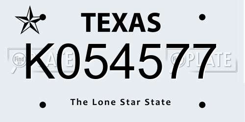 K054577 Texas License Plate