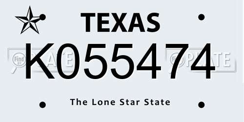 K055474 Texas License Plate