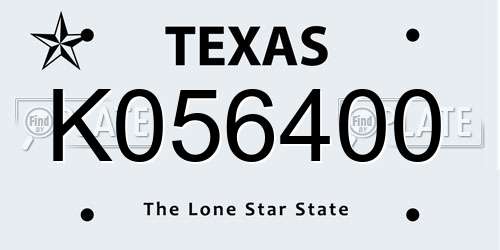 K056400 Texas License Plate