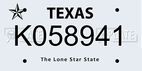 K058941 Texas License Plate