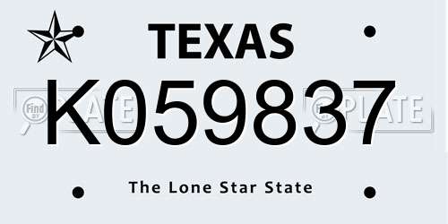 K059837 Texas License Plate