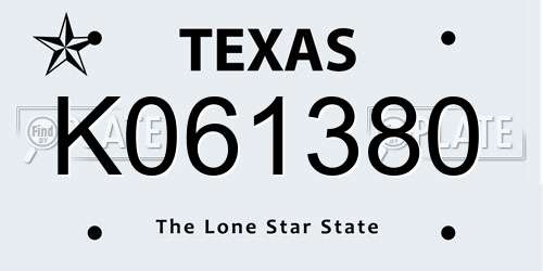 K061380 Texas License Plate
