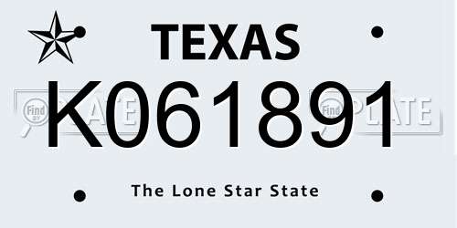 K061891 Texas License Plate