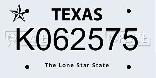 K062575 Texas License Plate