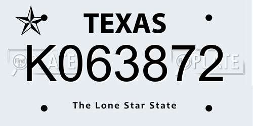 K063872 Texas License Plate