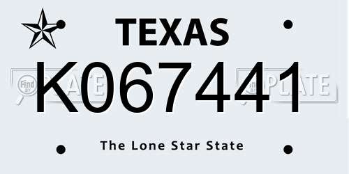 K067441 Texas License Plate