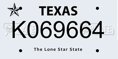 K069664 Texas License Plate