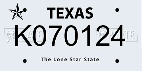 K070124 Texas License Plate