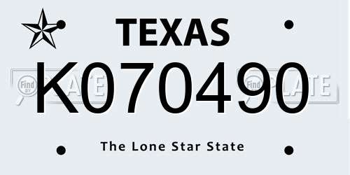 K070490 Texas License Plate