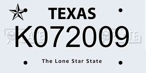 K072009 Texas License Plate