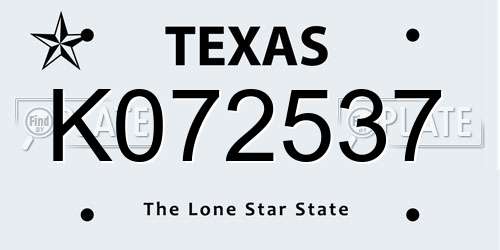 K072537 Texas License Plate