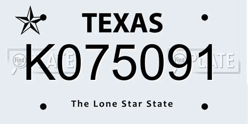 K075091 Texas License Plate