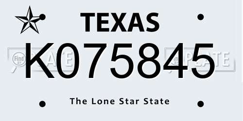 K075845 Texas License Plate