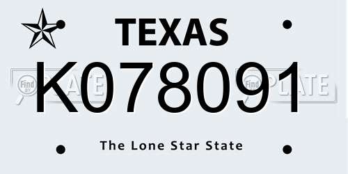 K078091 Texas License Plate