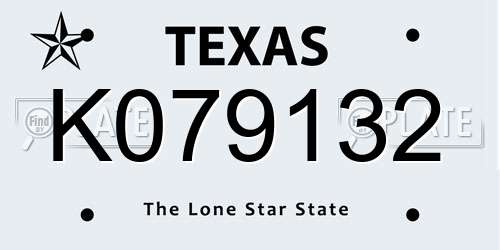 K079132 Texas License Plate