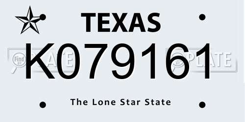 K079161 Texas License Plate