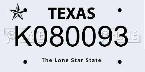 K080093 Texas License Plate