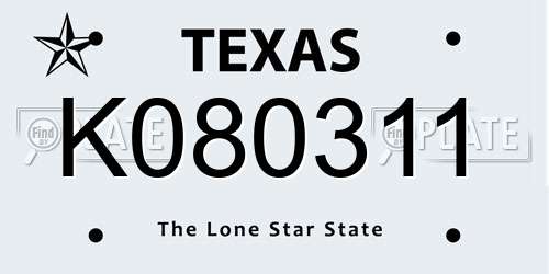 K080311 Texas License Plate