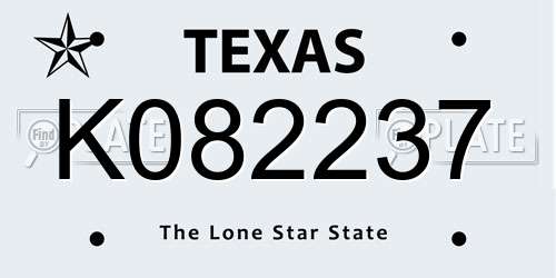 K082237 Texas License Plate