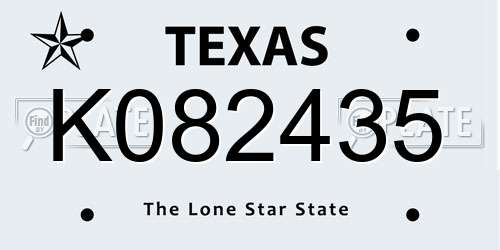 K082435 Texas License Plate