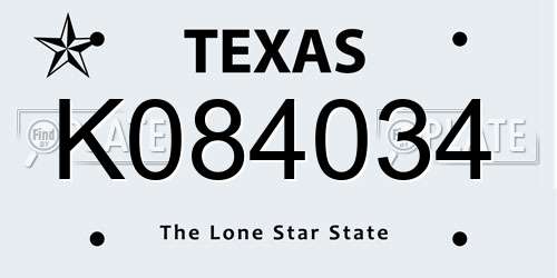 K084034 Texas License Plate