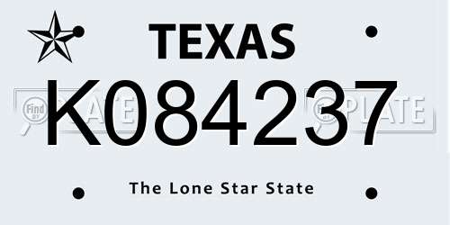 K084237 Texas License Plate