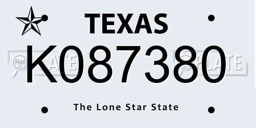 K087380 Texas License Plate