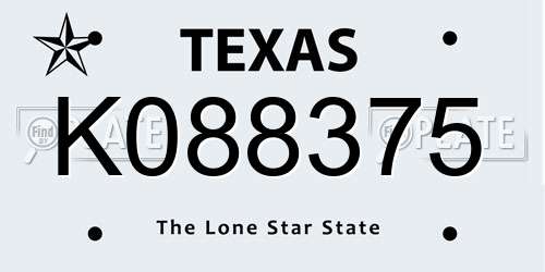 K088375 Texas License Plate