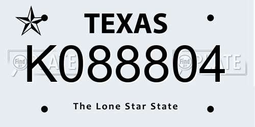 K088804 Texas License Plate