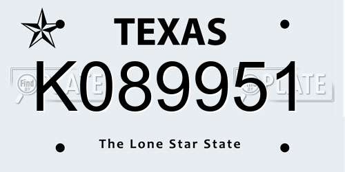 K089951 Texas License Plate
