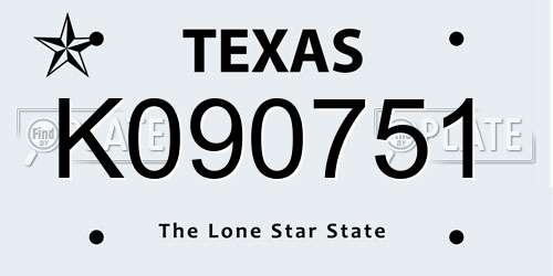 K090751 Texas License Plate