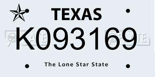 K093169 Texas License Plate
