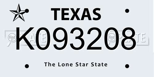 K093208 Texas License Plate