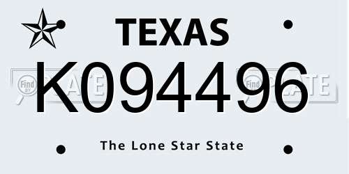 K094496 Texas License Plate