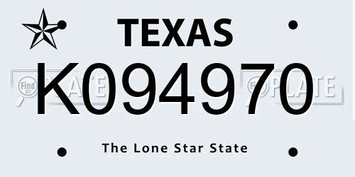 K094970 Texas License Plate