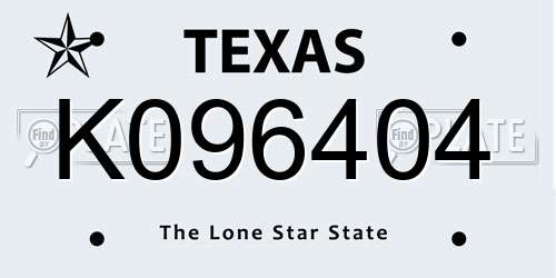 K096404 Texas License Plate
