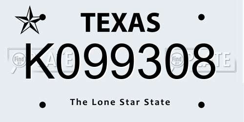 K099308 Texas License Plate