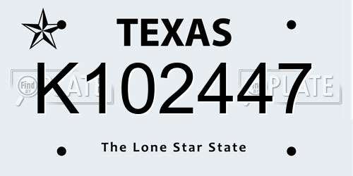 K102447 Texas License Plate