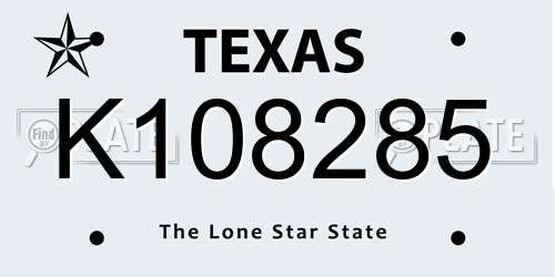 K108285 Texas License Plate