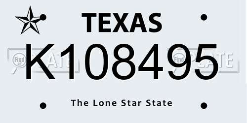 K108495 Texas License Plate