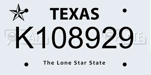 K108929 Texas License Plate