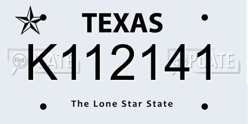 K112141 Texas License Plate