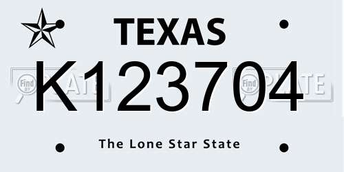 K123704 Texas License Plate