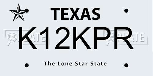 K12KPR Texas License Plate