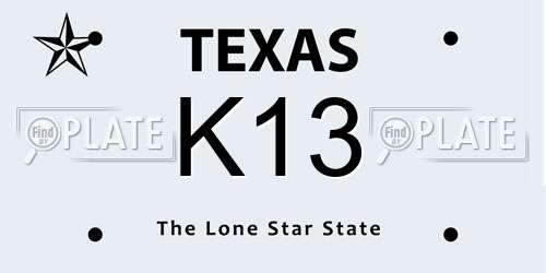 K13 Texas License Plate