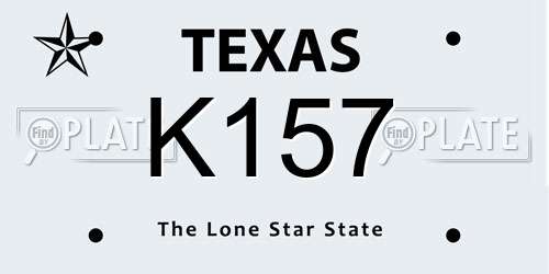 K157 Texas License Plate
