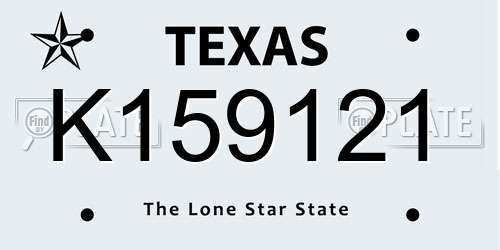 K159121 Texas License Plate