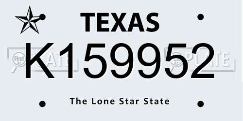 K159952 Texas License Plate