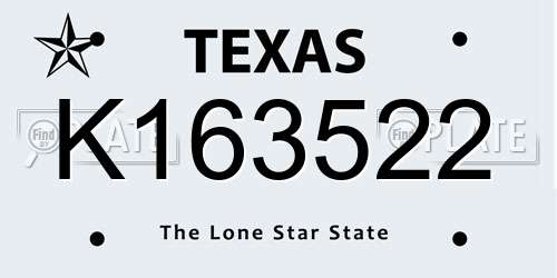 K163522 Texas License Plate