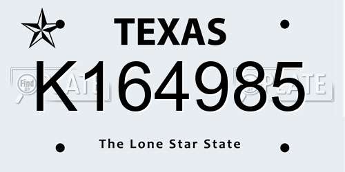 K164985 Texas License Plate
